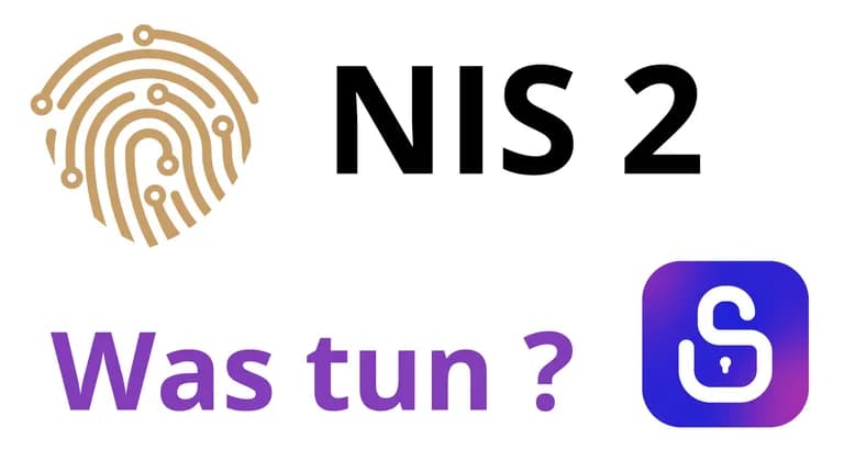 Titelgrafik „NIS 2 – Was tun?“ mit stilisiertem Fingerabdruck